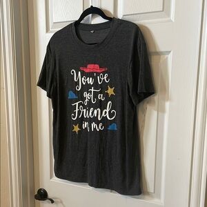 You’ve got a friend in me charcoal heathered gray tee shirt, size large